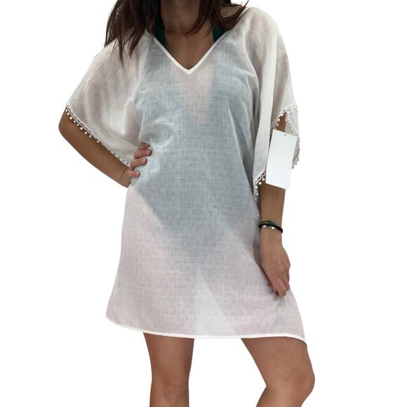 2/$30 FORTUNE Swimwear Cover Up Size S / M Tami Crossback White Eyelet Lace - Picture 1 of 7